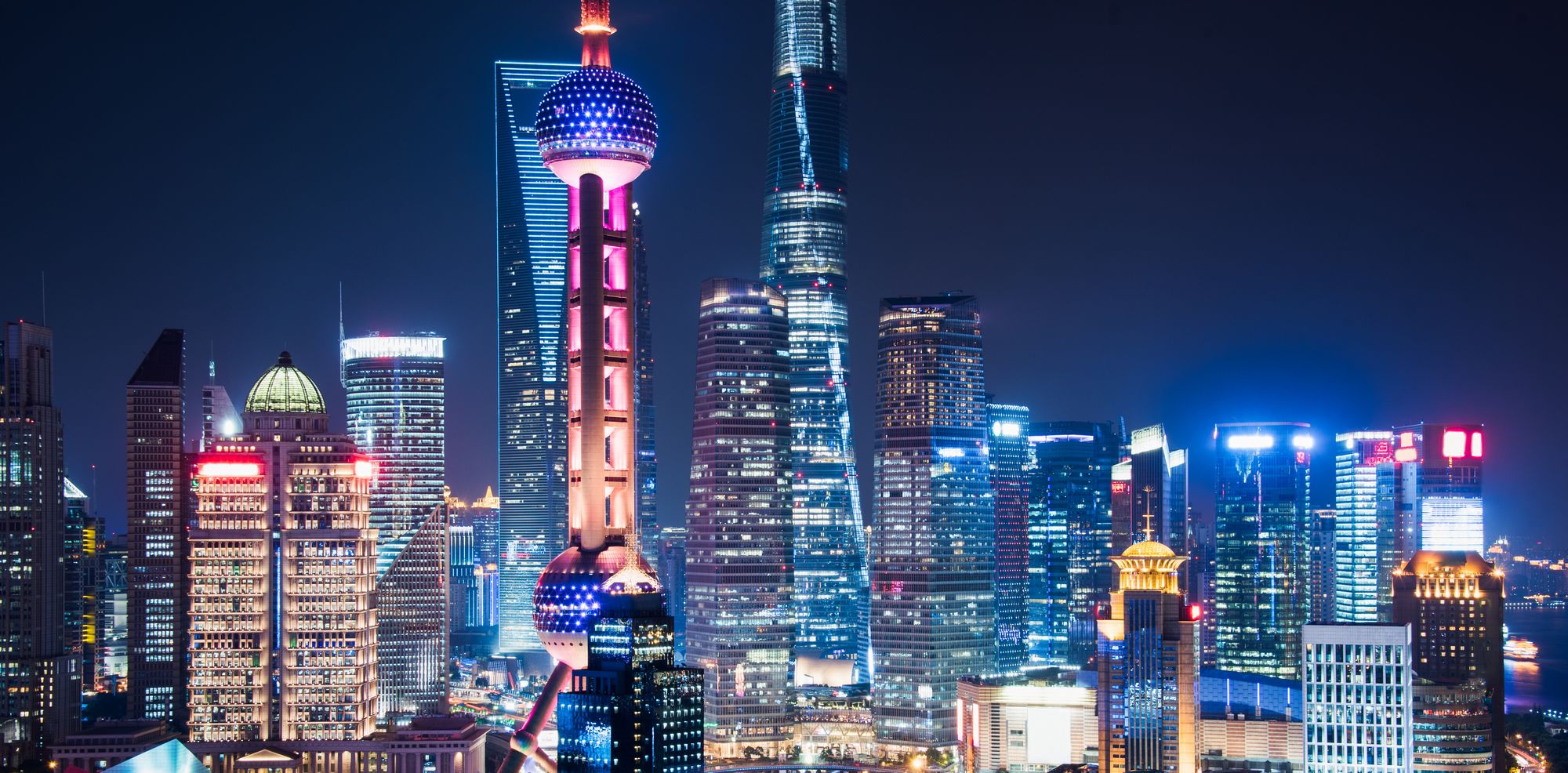 Skyline de Shanghai de nuit