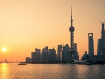 Coucher de soleil sur la skyline, Shanghai