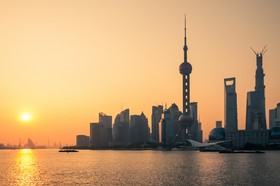 Coucher de soleil sur la skyline, Shanghai